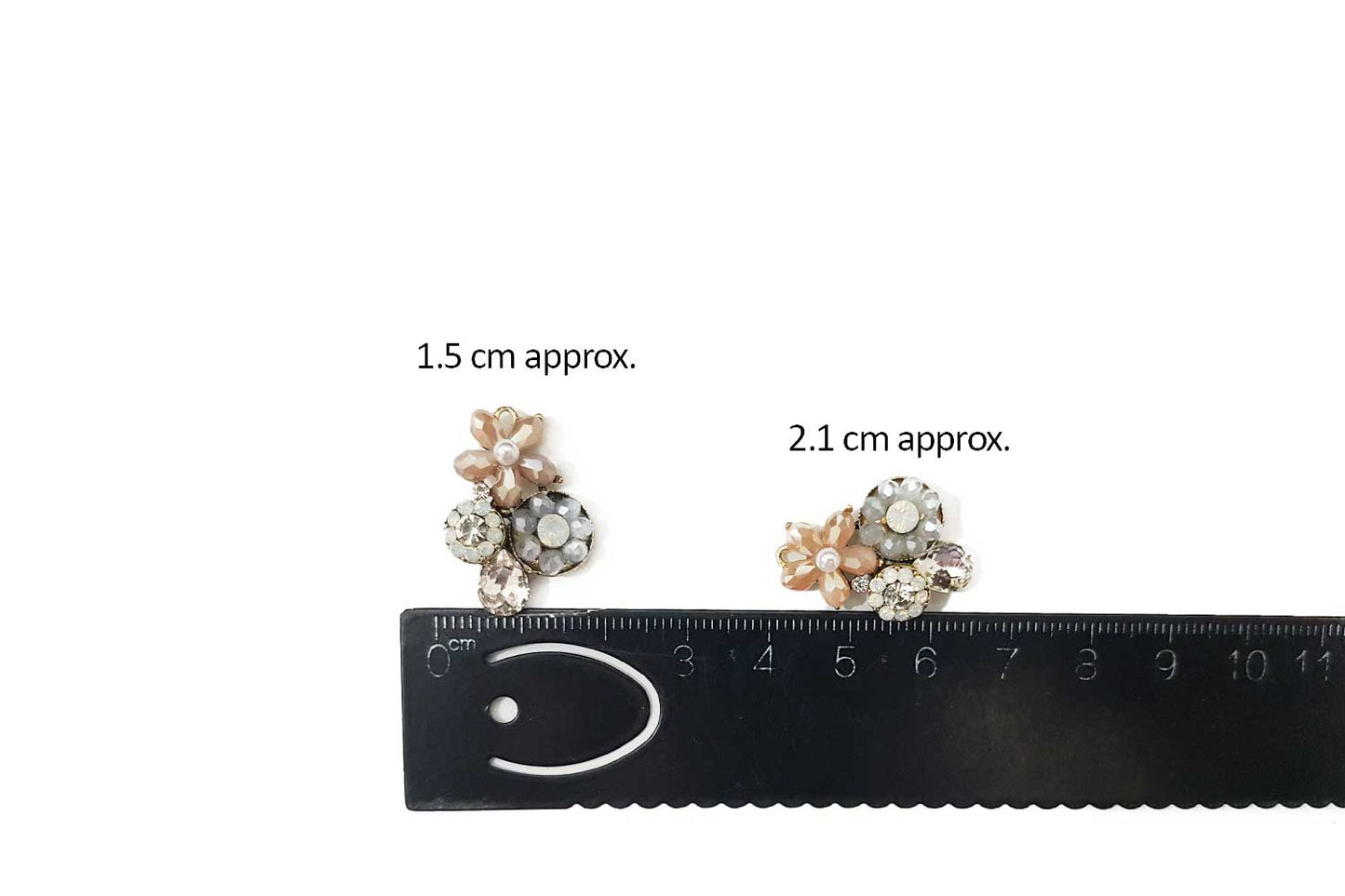 Peach Designer Fancy Rhinestone Buttons Pack of 2 Pieces