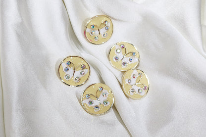 Round Shape Butterfly Print Buttons 5 Pieces