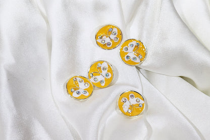 Round Shape Butterfly Print Buttons 5 Pieces