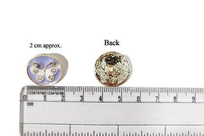 Round Shape Butterfly Print Buttons 5 Pieces