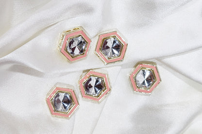 Trendy geometric design with stone embellishment Buttons
