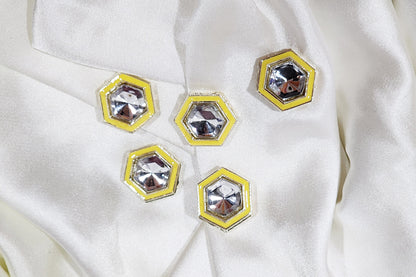 Trendy geometric design with stone embellishment Buttons