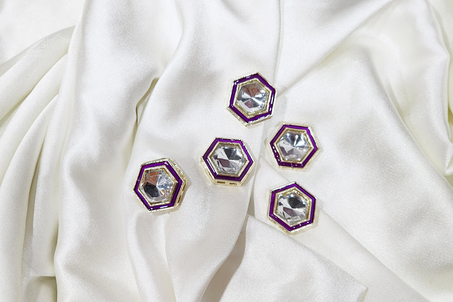 Trendy geometric design with stone embellishment Buttons