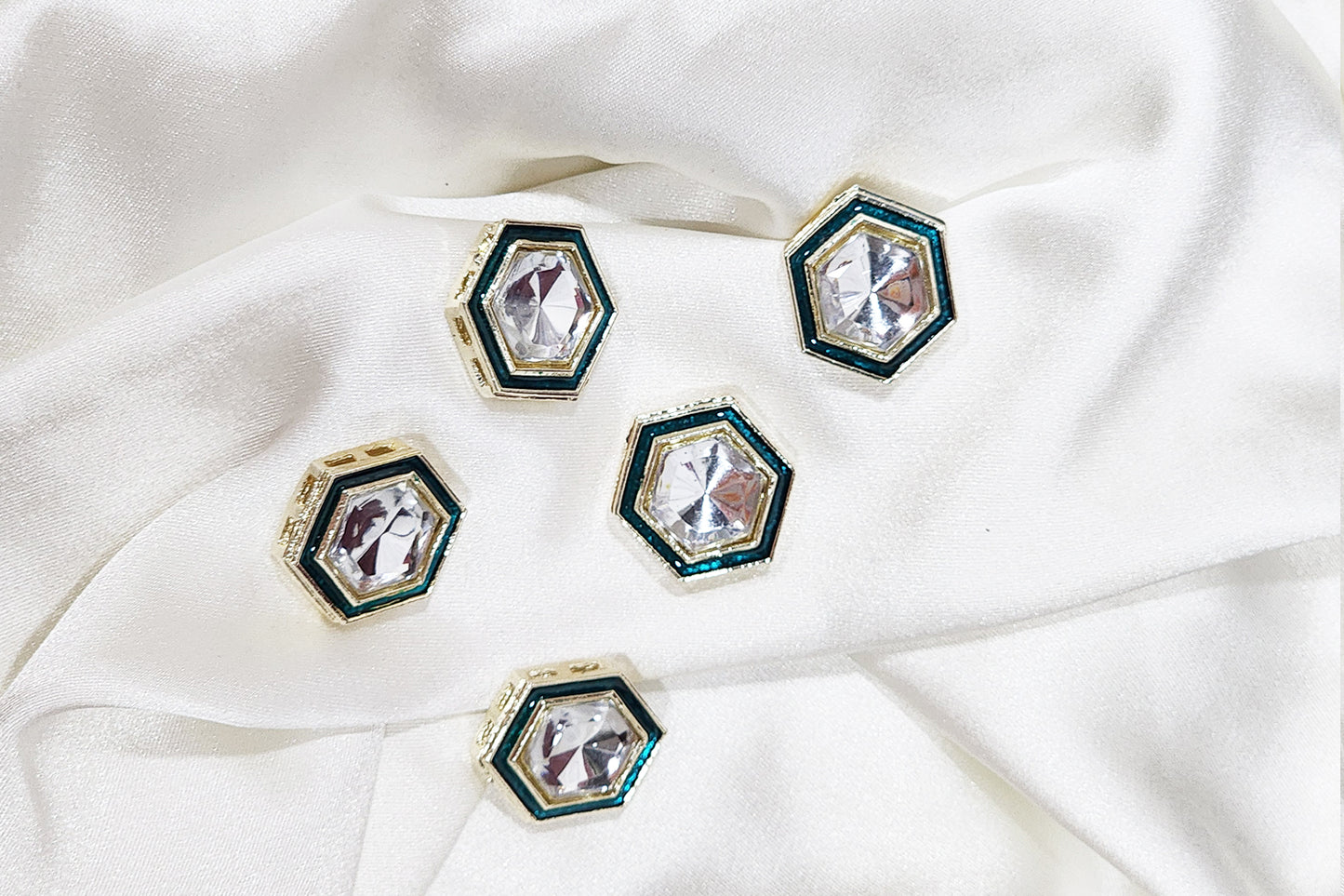 Trendy geometric design with stone embellishment Buttons