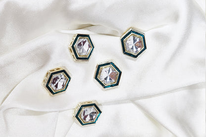 Trendy geometric design with stone embellishment Buttons