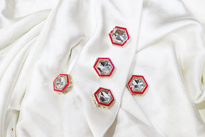 Trendy geometric design with stone embellishment Buttons