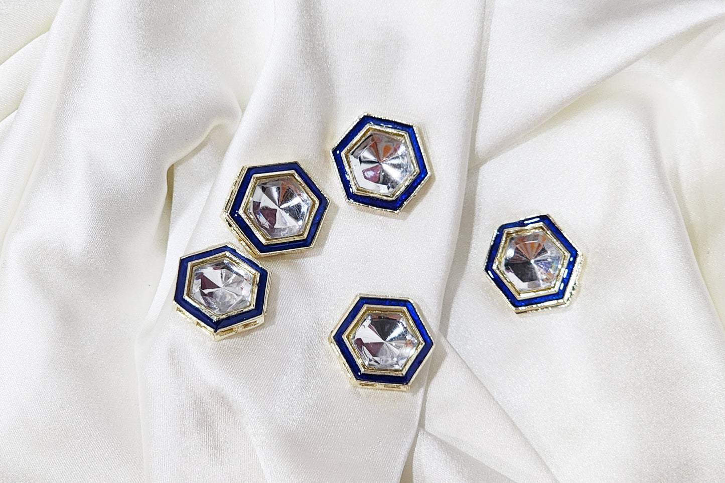 Trendy geometric design with stone embellishment Buttons