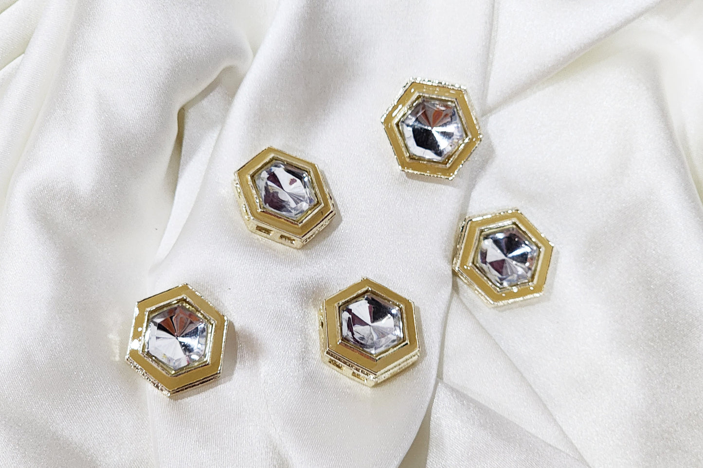Trendy geometric design with stone embellishment Buttons