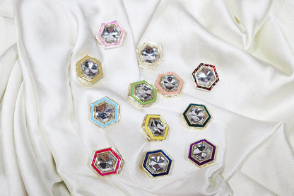 Trendy geometric design with stone embellishment Buttons