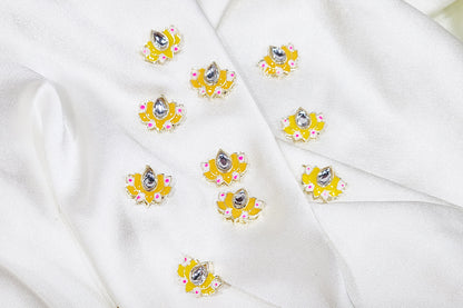 Lotus Design Kundan Buttons - Pack Of 10 pieces