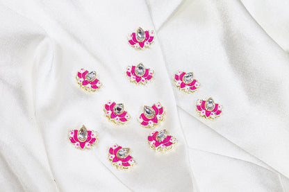 Lotus Design Kundan Buttons - Pack Of 10 pieces