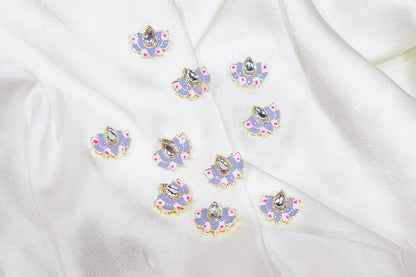 Lotus Design Kundan Buttons - Pack Of 10 pieces