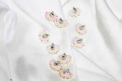 Lotus Design Kundan Buttons - Pack Of 10 pieces