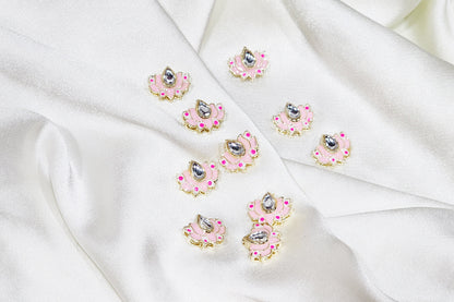 Lotus Design Kundan Buttons - Pack Of 10 pieces