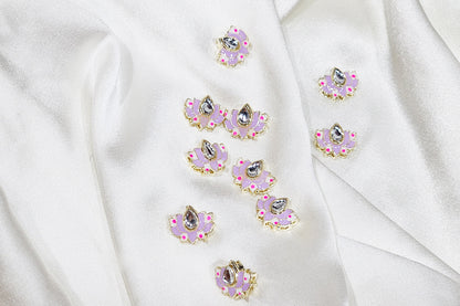 Lotus Design Kundan Buttons - Pack Of 10 pieces