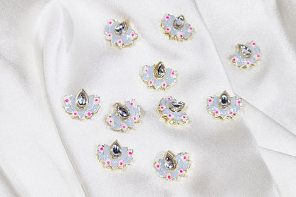 Lotus Design Kundan Buttons - Pack Of 10 pieces