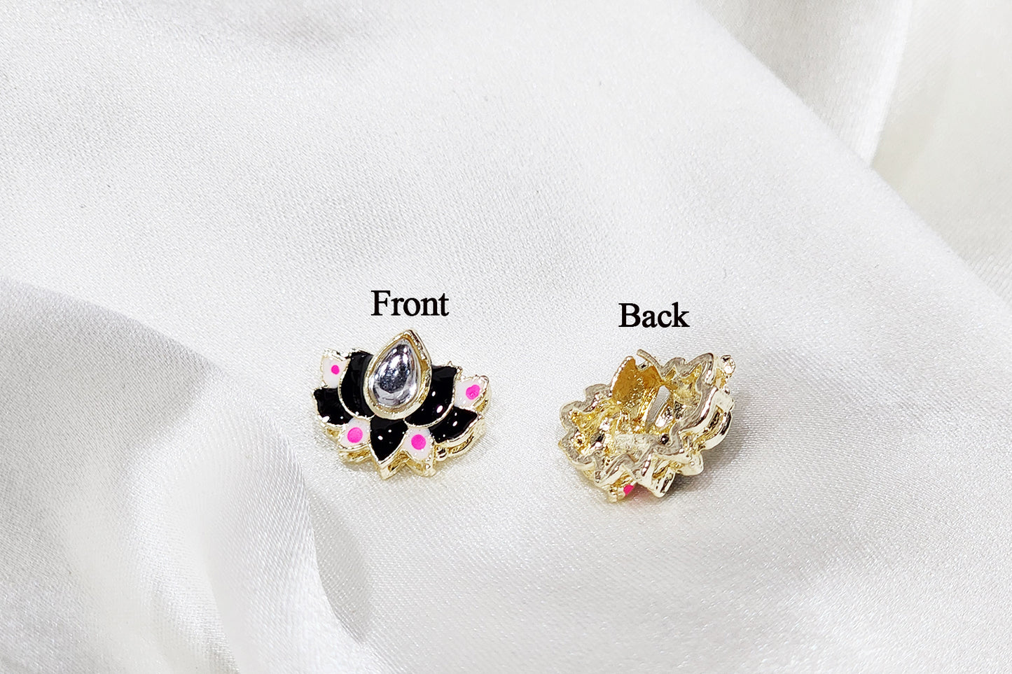 Lotus Design Kundan Buttons - Pack Of 10 pieces