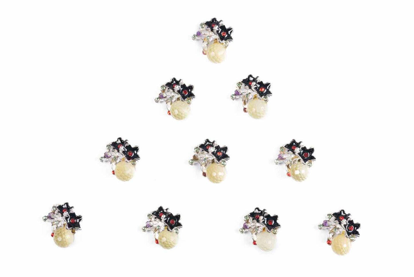 Ladies Buttons with Glass Beads & Stones (5 Pieces)