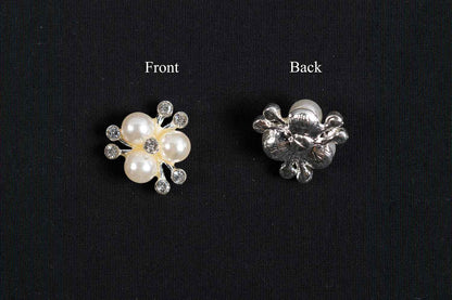 Silver Designer Pearls and Stonework Buttons 10 Pieces