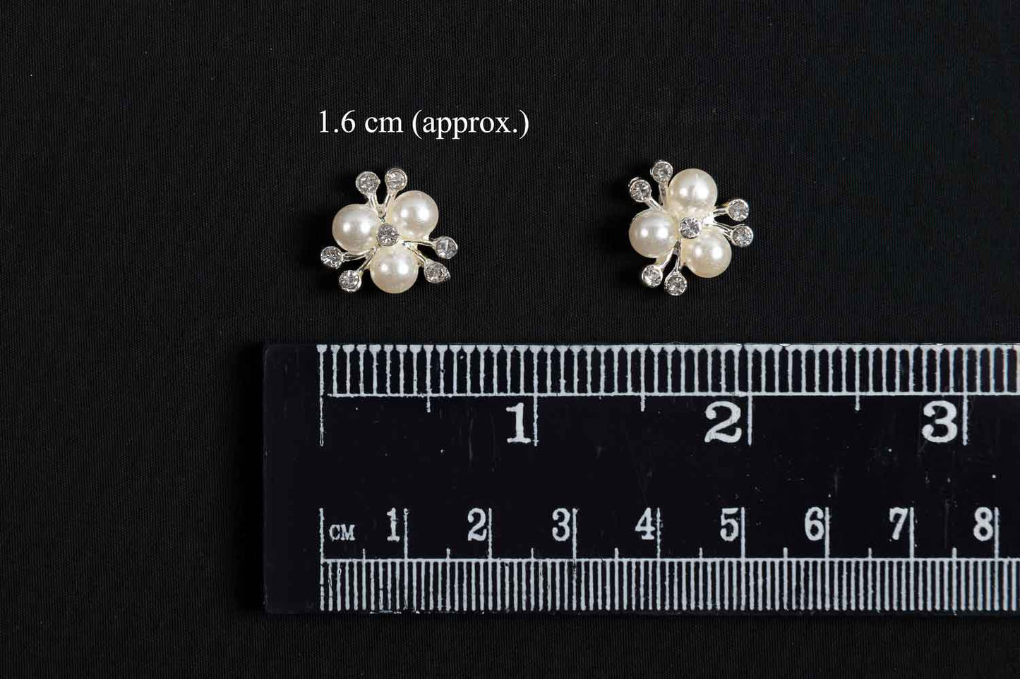 Silver Designer Pearls and Stonework Buttons 10 Pieces