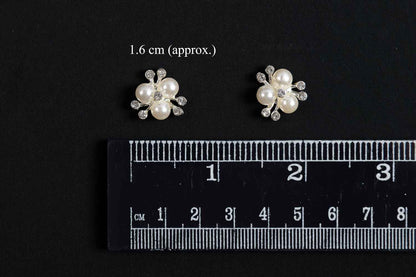 Silver Designer Pearls and Stonework Buttons 10 Pieces