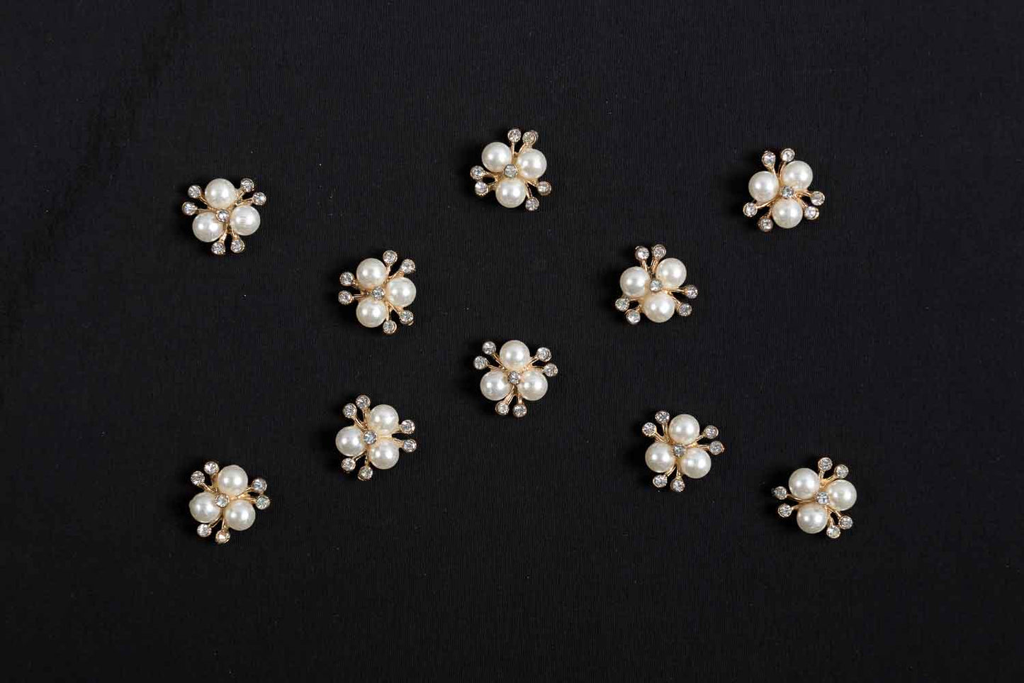 Rose Gold Designer Pearls and Stonework Buttons 10 Pieces