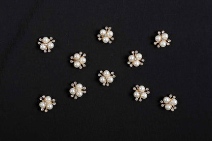 Rose Gold Designer Pearls and Stonework Buttons 10 Pieces