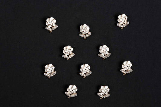 White Color Flower Shape Fancy Designer Buttons 5 Pcs