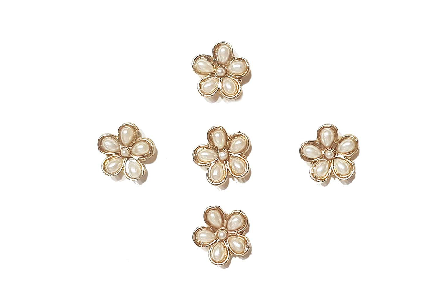 Golden White Pearl work Flower Shape Buttons