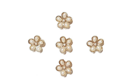 Golden White Pearl work Flower Shape Buttons