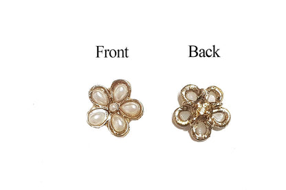 Golden White Pearl work Flower Shape Buttons