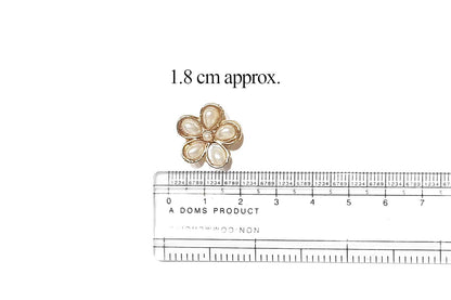Golden White Pearl work Flower Shape Buttons