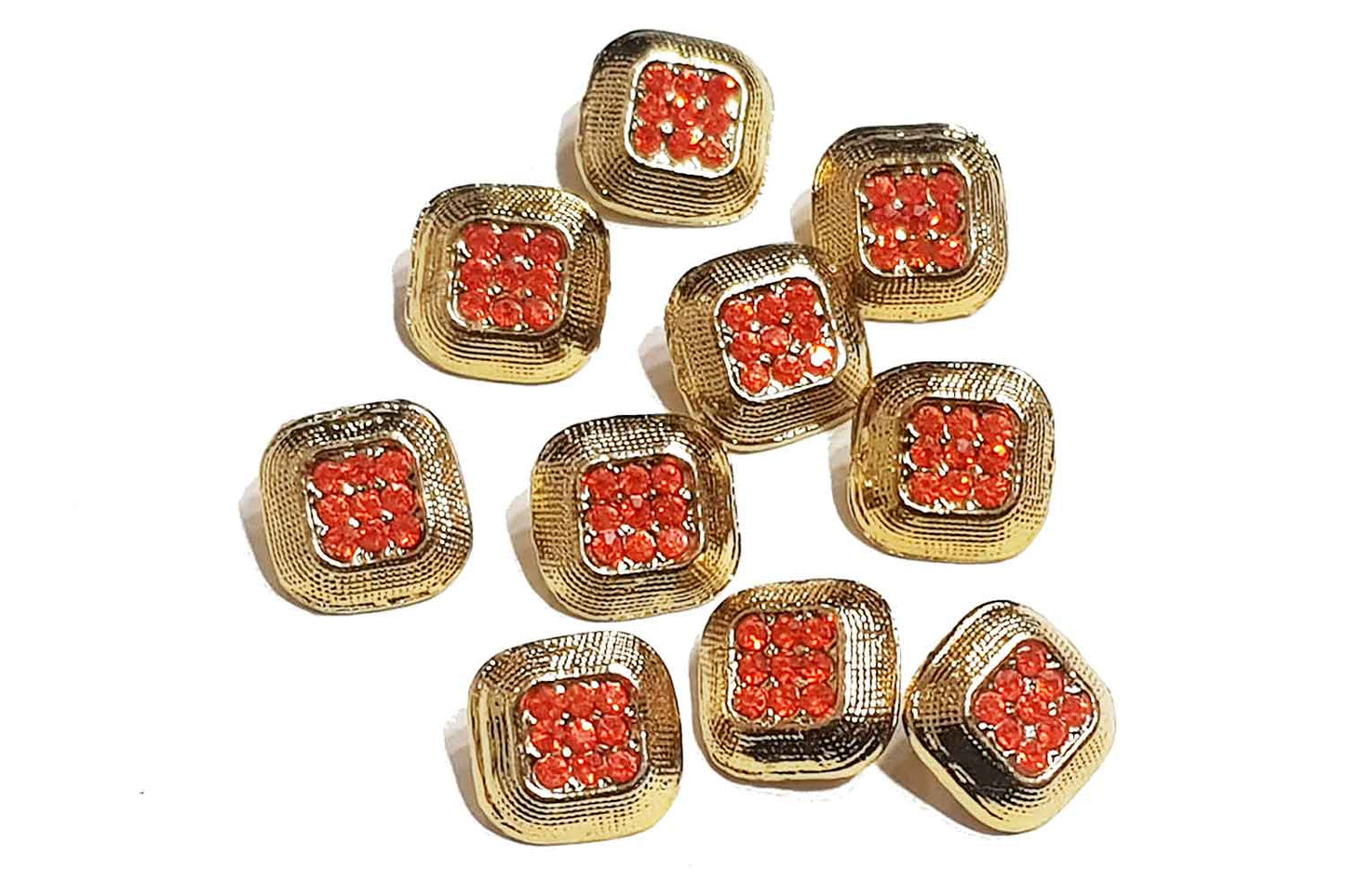 Orange-Golden Square Shape Metal Buttons