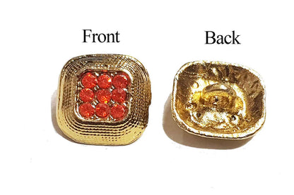 Orange-Golden Square Shape Metal Buttons