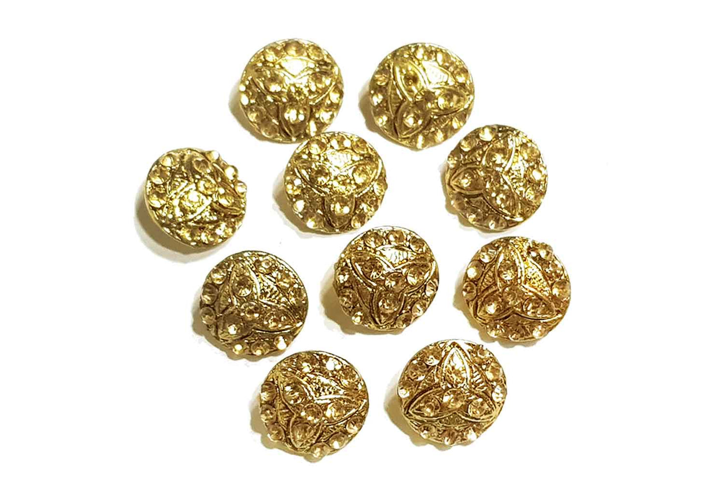 Golden Color Stonework Round Shape Buttons