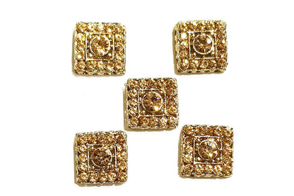 Mohan Shoppe Golden Square Shape Stone Work Metal Buttons