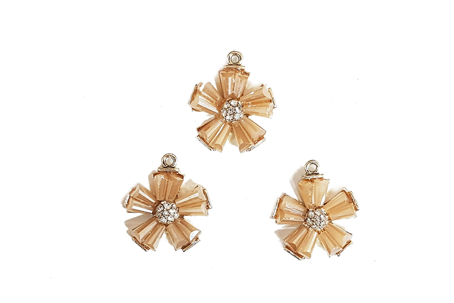 Golden Crystal Beads Work Flower Shape Fancy Ladies Buttons