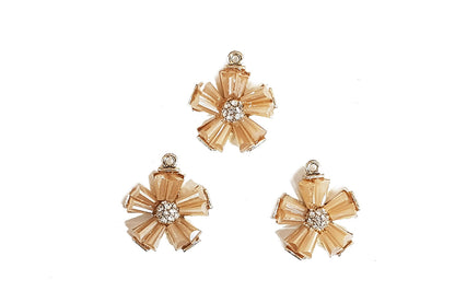 Golden Crystal Beads Work Flower Shape Fancy Ladies Buttons