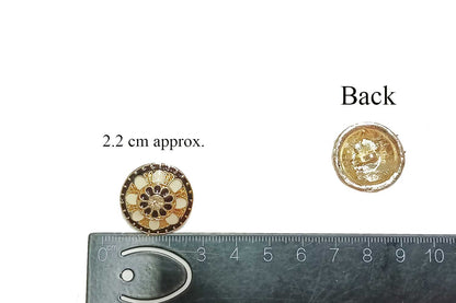 Round Shape Flower Design Mina Buttons Pack of 5 Pieces