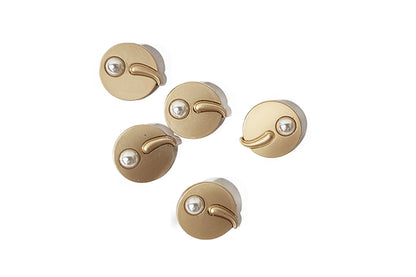Metal Round Buttons with Pearl 5 pcs