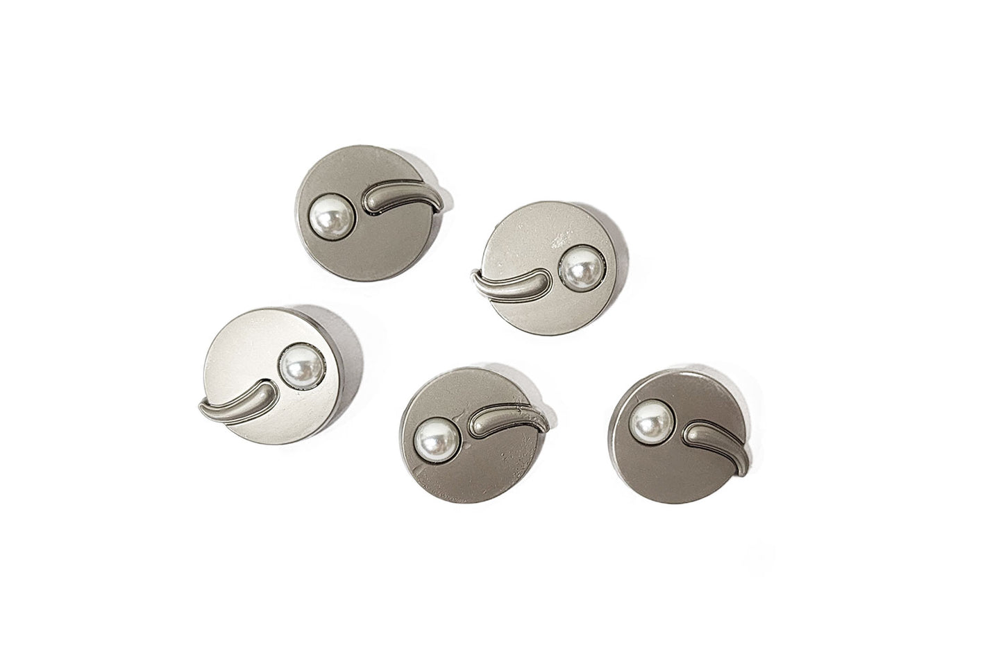 Metal Round Buttons with Pearl 5 pcs