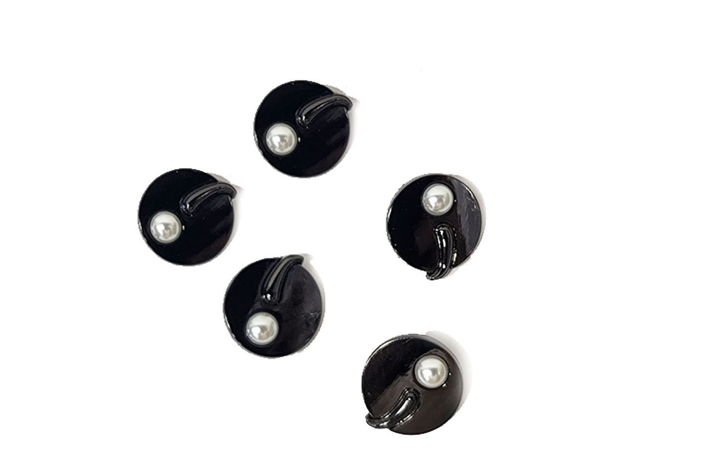 Metal Round Buttons with Pearl 5 pcs