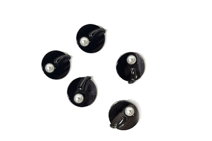 Metal Round Buttons with Pearl 5 pcs