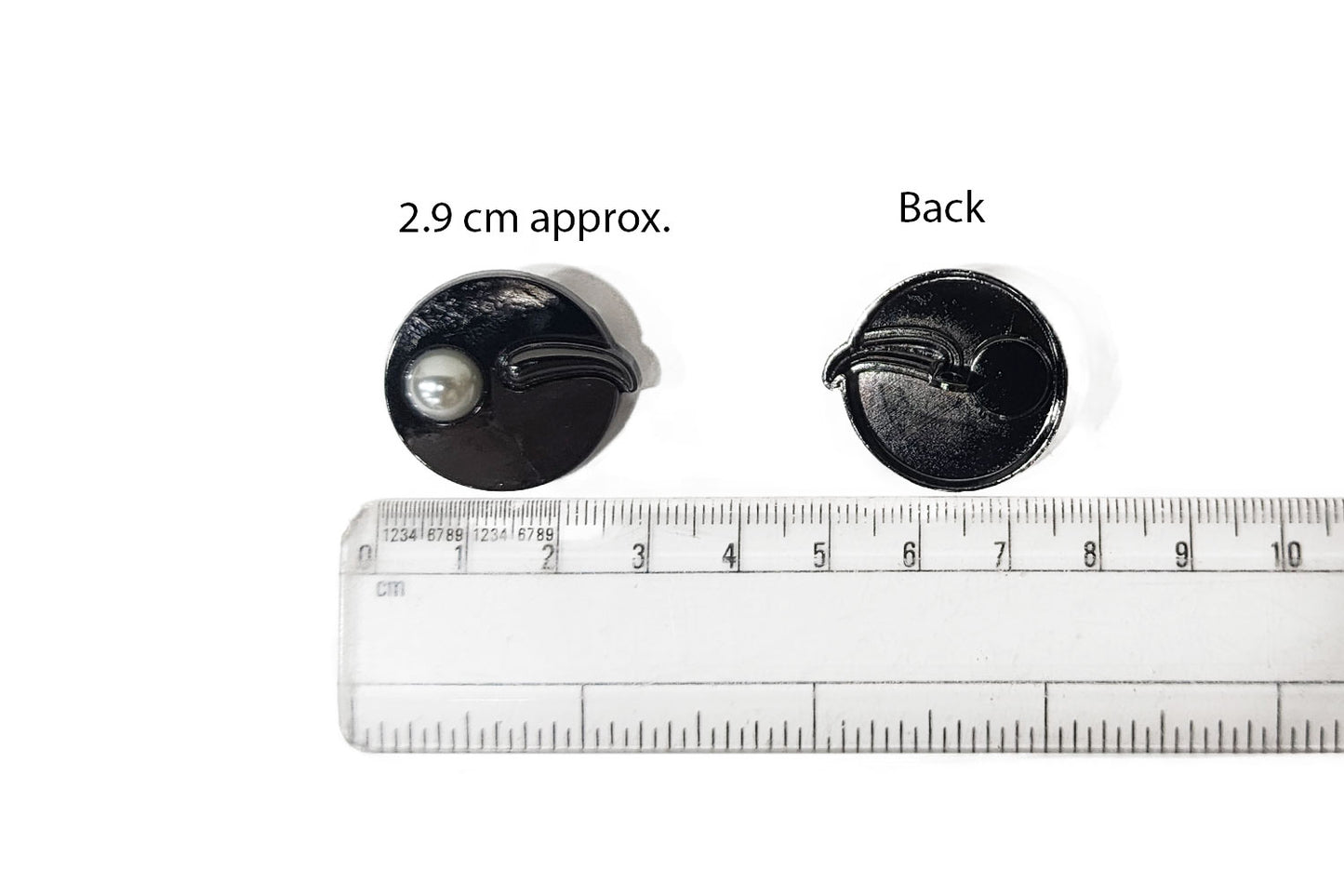 Metal Round Buttons with Pearl 5 pcs