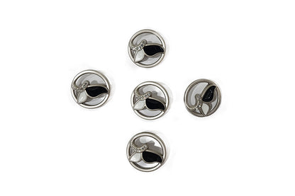 Metal Round Designer Buttons 5 pcs