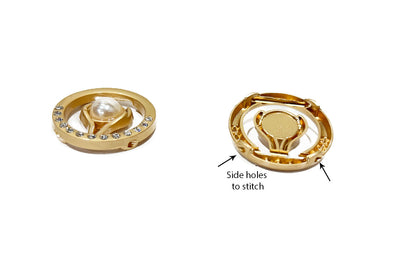 Fancy Metal Round Buttons with Pearl 5 PCS