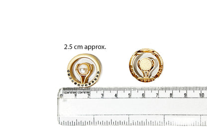 Fancy Metal Round Buttons with Pearl 5 PCS