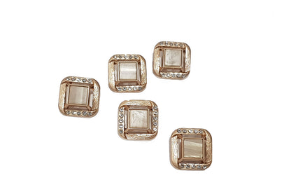 Golden color Metal Square Buttons Package of 5 Pcs