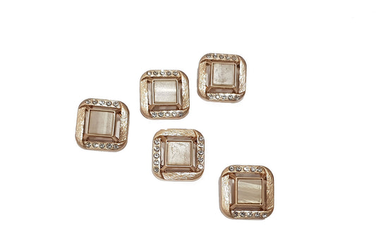 Golden color Metal Square Buttons Package of 5 Pcs