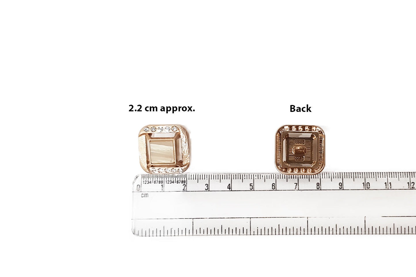 Golden color Metal Square Buttons Package of 5 Pcs